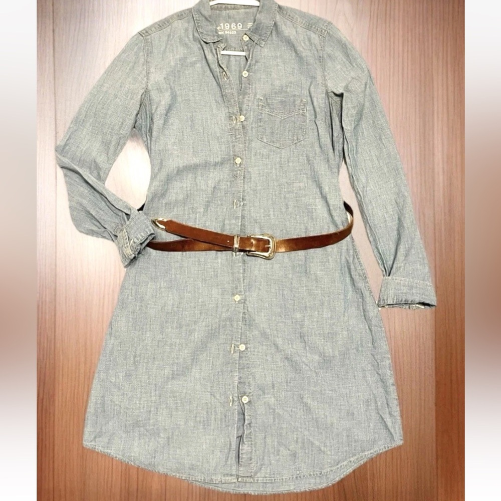 The Gap 1969 Vintage Light Blue Shirt Dress Small Tall